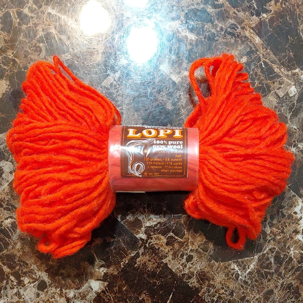 Vintage New Reynolds Lopi Orange Skein of 100% Pure Wool Yarn, 119 Yards
